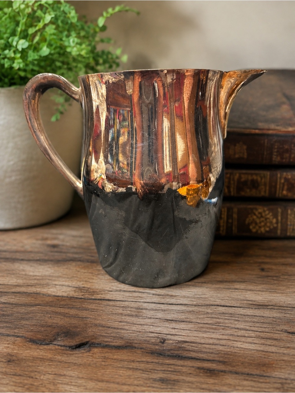 Vintage Rogers Silver on Copper Cream Pitcher Silverplate Creamer